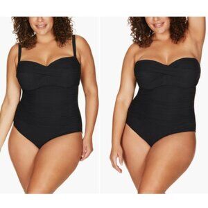 Artesands Aria Botticelli Underwire Bandeau One-Piece Swimsuit Black 10 + D / DD